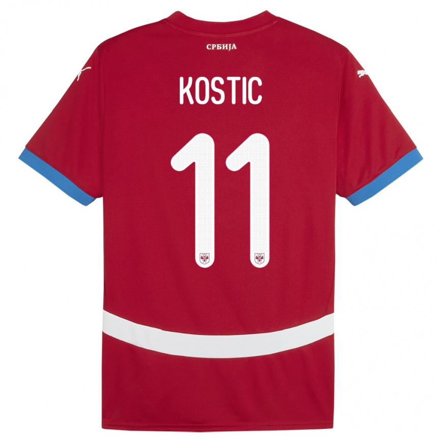 Men Football Serbia Filip Kostic #11 Red Home Jersey 24-26 T-Shirt