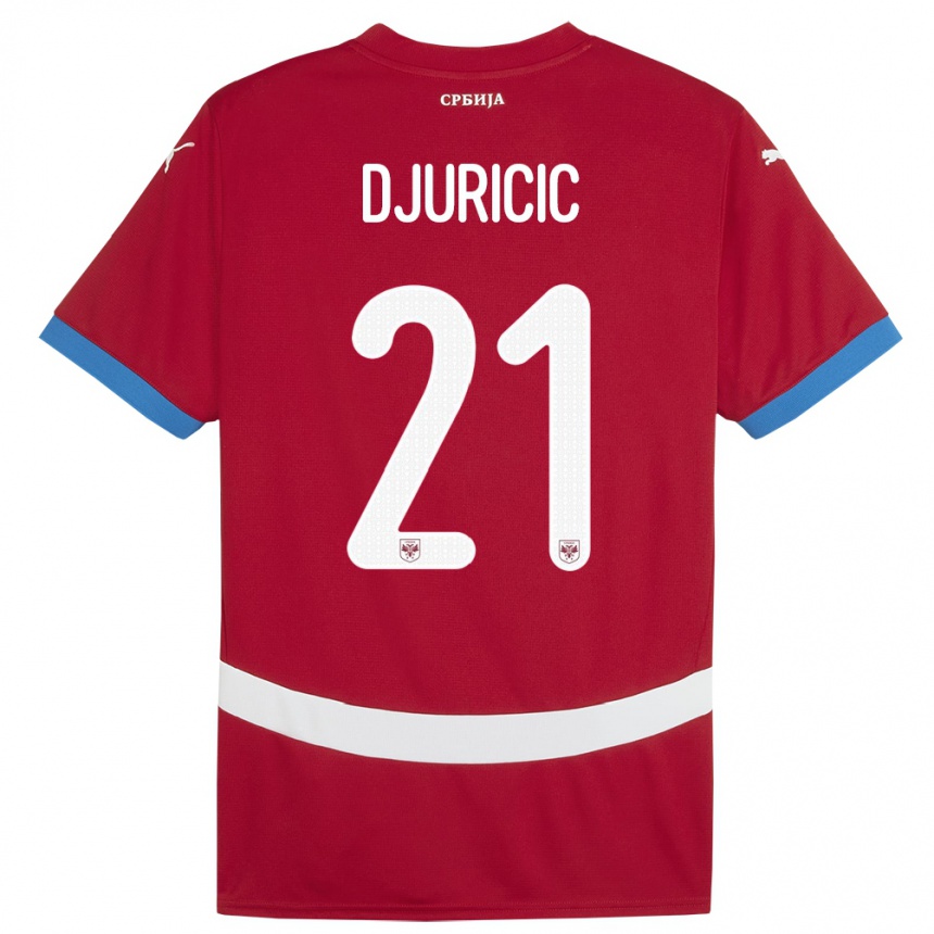 Men Football Serbia Filip Djuricic #21 Red Home Jersey 24-26 T-Shirt