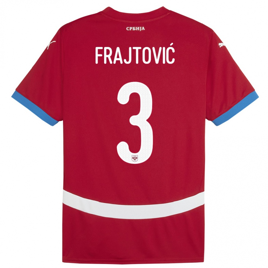 Men Football Serbia Andela Frajtovic #3 Red Home Jersey 24-26 T-Shirt