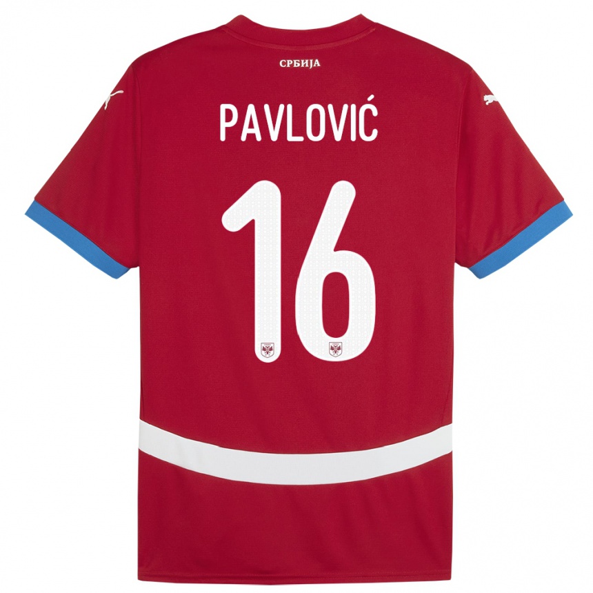 Men Football Serbia Sara Pavlovic #16 Red Home Jersey 24-26 T-Shirt