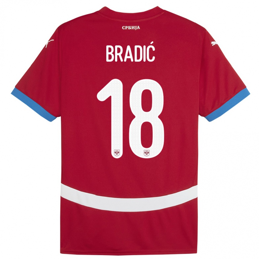 Men Football Serbia Biljana Bradic #18 Red Home Jersey 24-26 T-Shirt