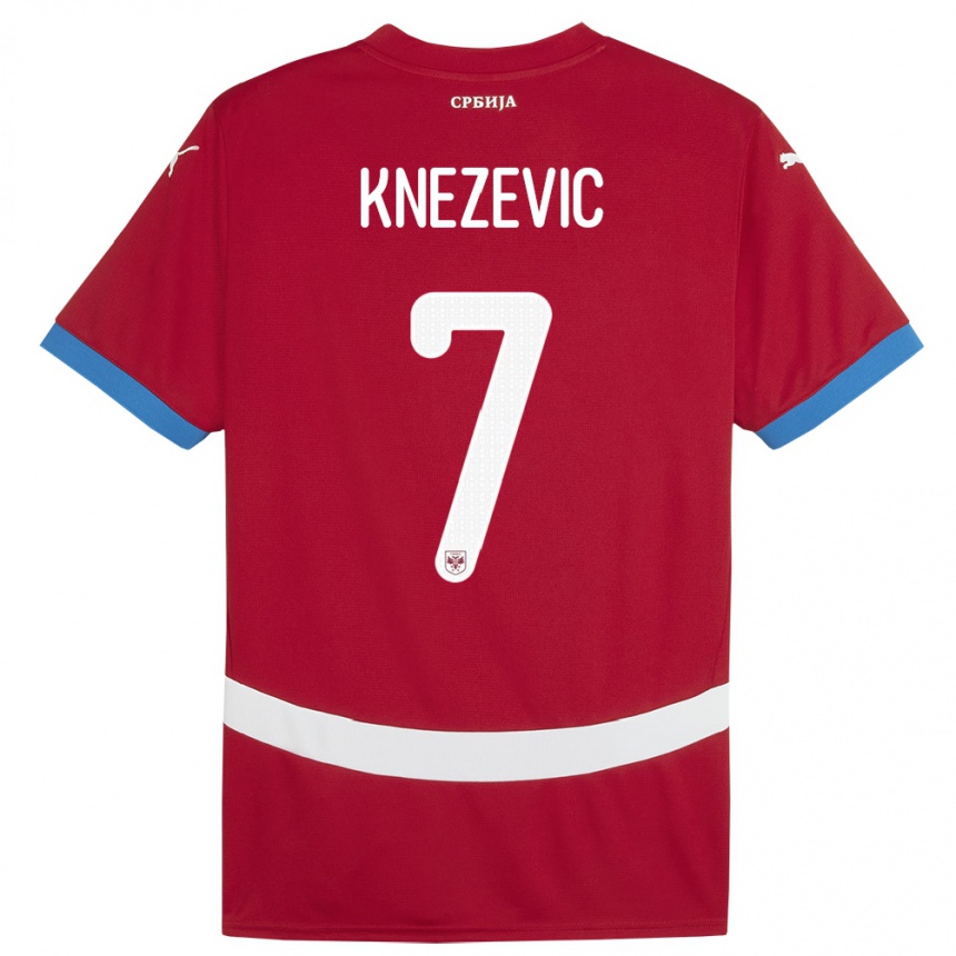 Men Football Serbia Nikola Knezevic #7 Red Home Jersey 24-26 T-Shirt