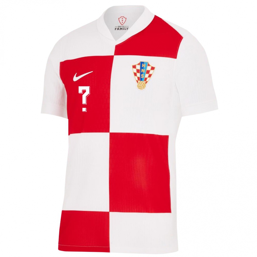 Men Football Croatia Your Name #0 White Red Home Jersey 24-26 T-Shirt