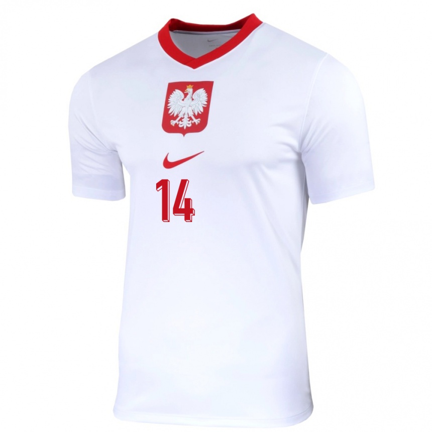 Men Football Poland Maximillian Oyedele #14 White Home Jersey 24-26 T-Shirt