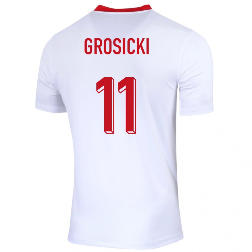 Men Football Poland Kamil Grosicki #11 White Home Jersey 24-26 T-Shirt