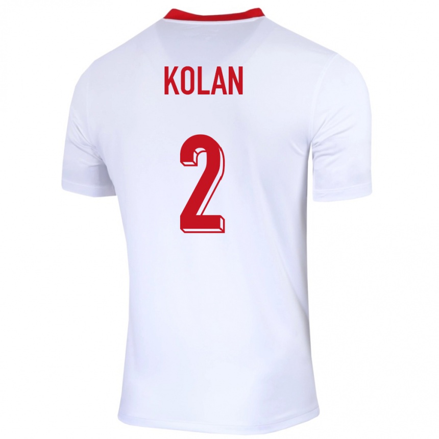 Men Football Poland Jakub Kolan #2 White Home Jersey 24-26 T-Shirt