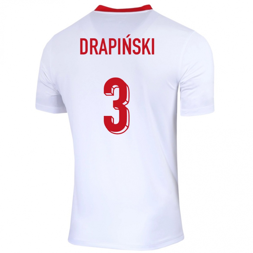 Men Football Poland Igor Drapinski #3 White Home Jersey 24-26 T-Shirt