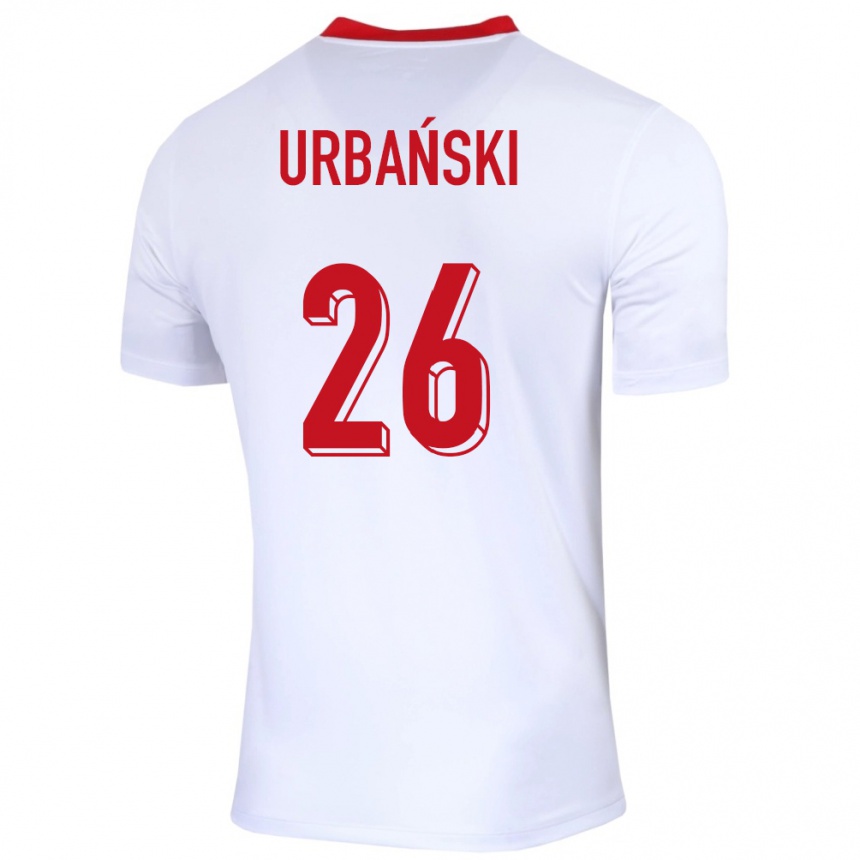 Men Football Poland Kacper Urbanski #26 White Home Jersey 24-26 T-Shirt