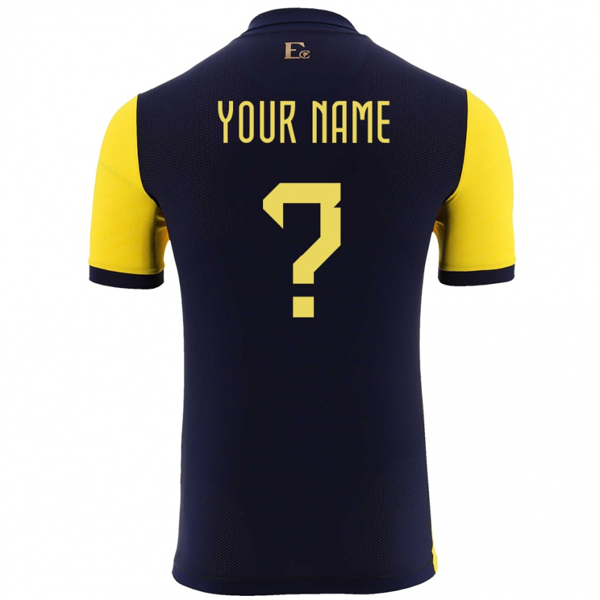 Men Football Ecuador Your Name #0 Yellow Home Jersey 24-26 T-Shirt