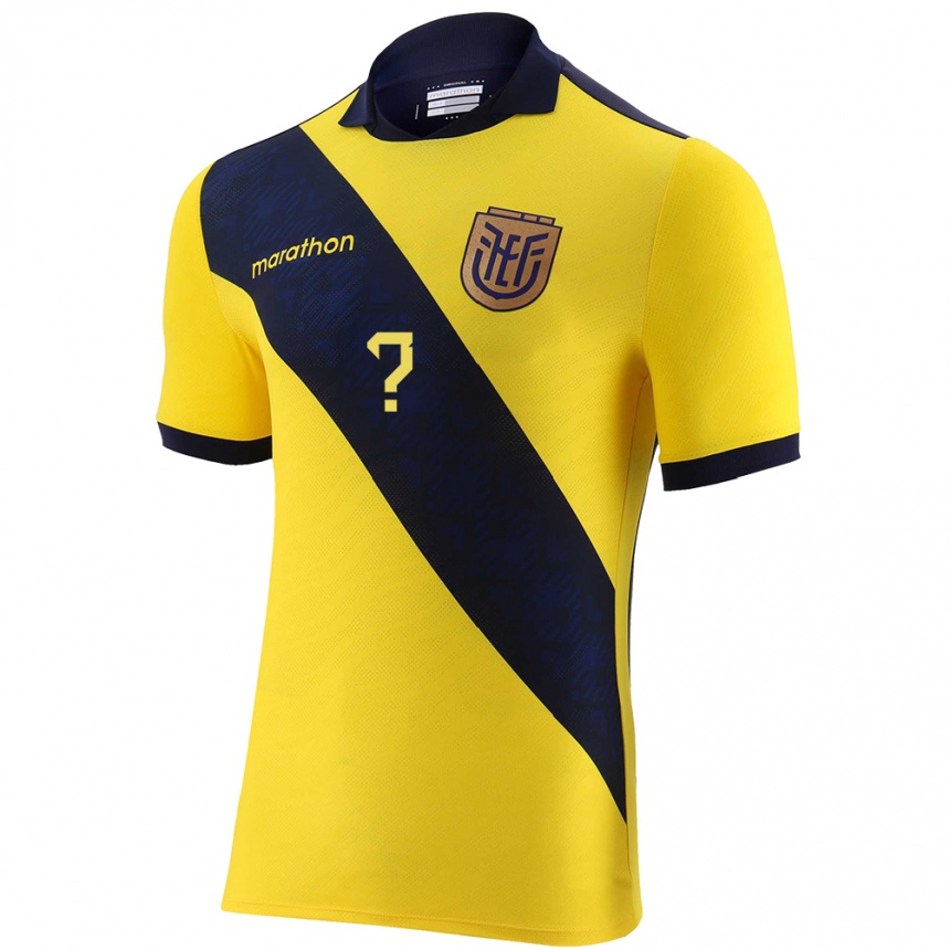 Men Football Ecuador Your Name #0 Yellow Home Jersey 24-26 T-Shirt