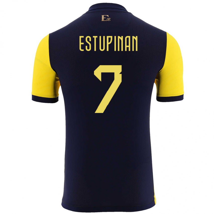 Men Football Ecuador Pervis Estupinan #7 Yellow Home Jersey 24-26 T-Shirt