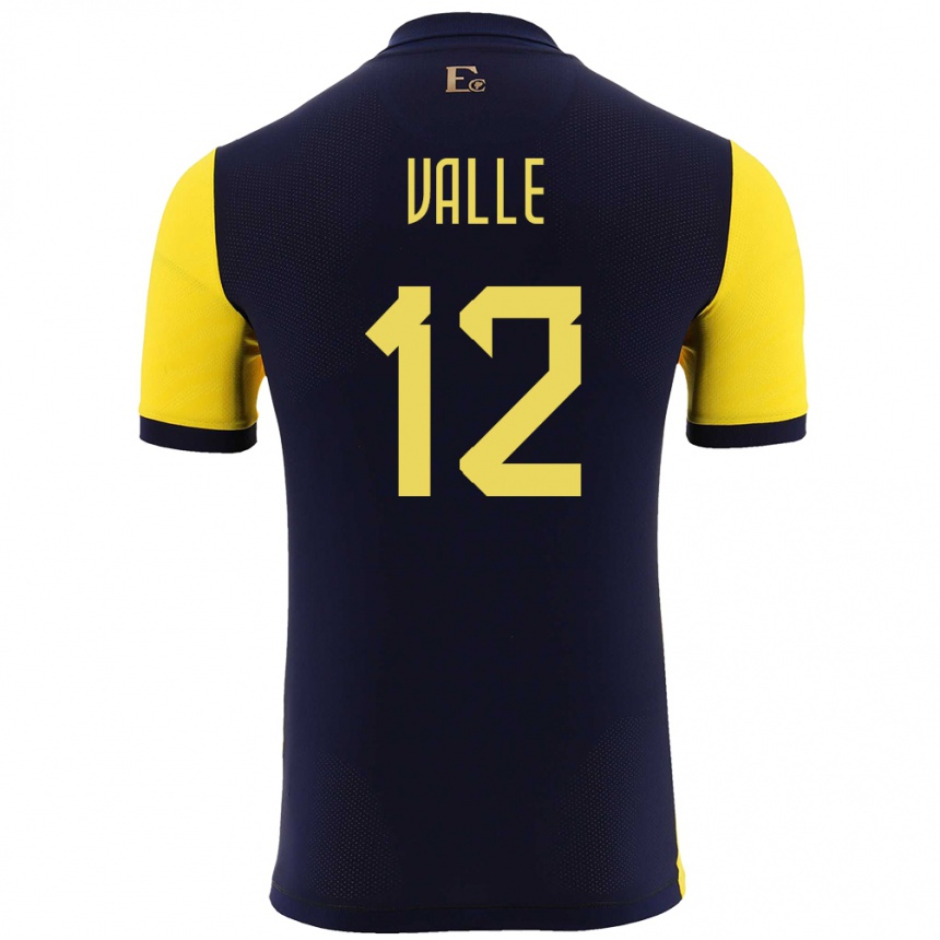Men Football Ecuador Gonzalo Valle #12 Yellow Home Jersey 24-26 T-Shirt