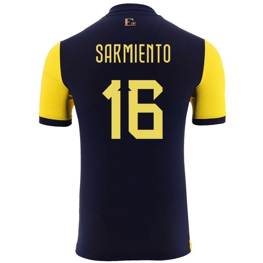 Men Football Ecuador Jeremy Sarmiento #16 Yellow Home Jersey 24-26 T-Shirt