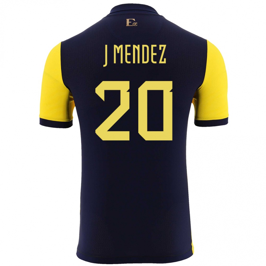 Men Football Ecuador Jhegson Mendez #20 Yellow Home Jersey 24-26 T-Shirt