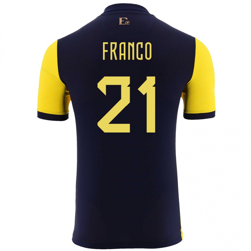 Men Football Ecuador Alan Franco #21 Yellow Home Jersey 24-26 T-Shirt