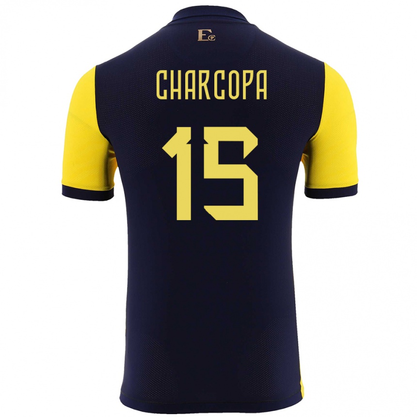 Men Football Ecuador Nicole Charcopa #15 Yellow Home Jersey 24-26 T-Shirt