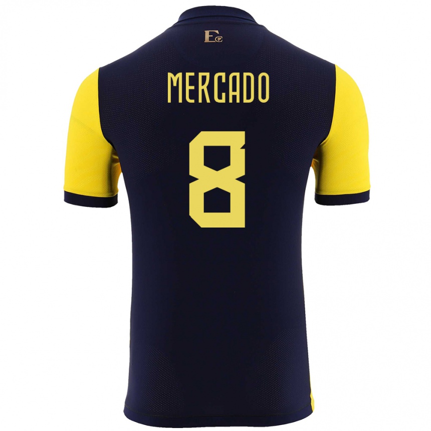 Men Football Ecuador Patrik Mercado #8 Yellow Home Jersey 24-26 T-Shirt