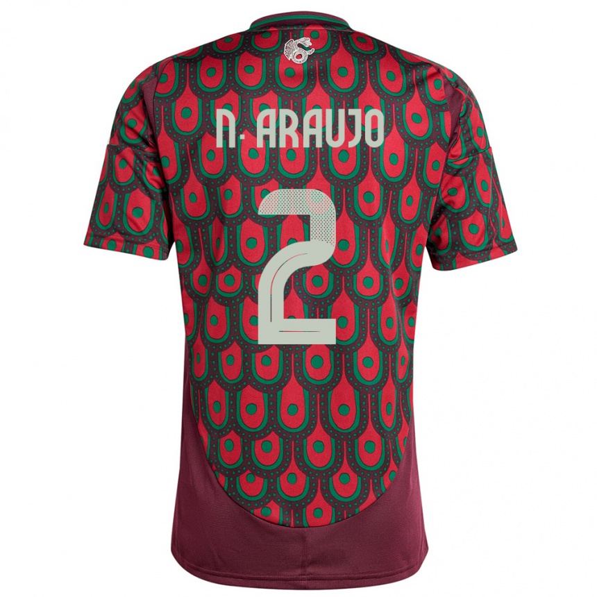 Men Football Mexico Nestor Araujo #2 Maroon Home Jersey 24-26 T-Shirt