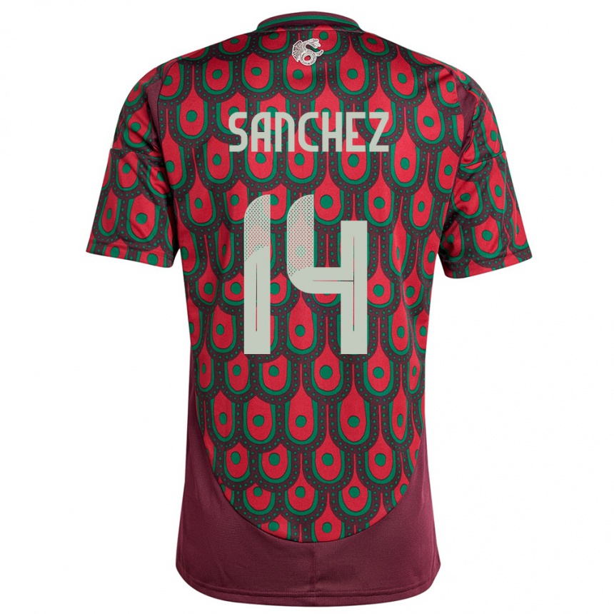 Men Football Mexico Erick Sanchez #14 Maroon Home Jersey 24-26 T-Shirt