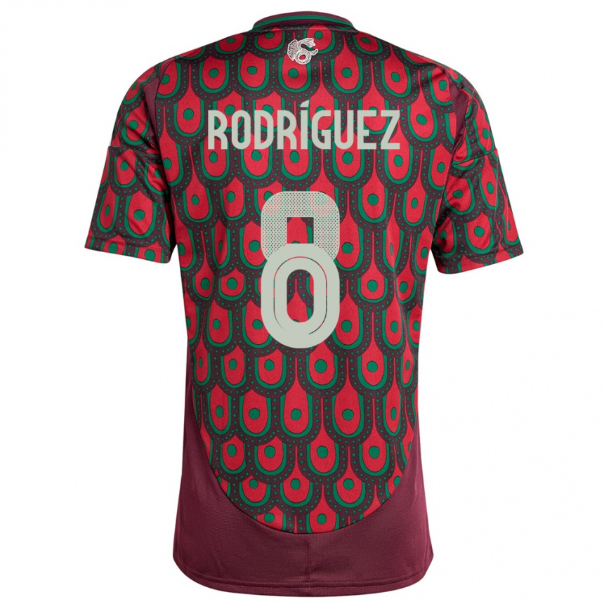 Men Football Mexico Carlos Rodriguez #8 Maroon Home Jersey 24-26 T-Shirt