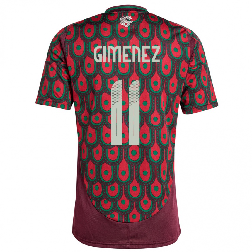 Men Football Mexico Santiago Gimenez #11 Maroon Home Jersey 24-26 T-Shirt