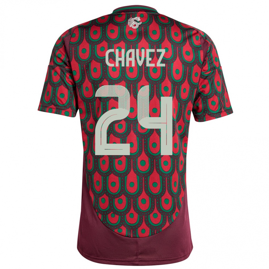 Men Football Mexico Luis Chavez #24 Maroon Home Jersey 24-26 T-Shirt