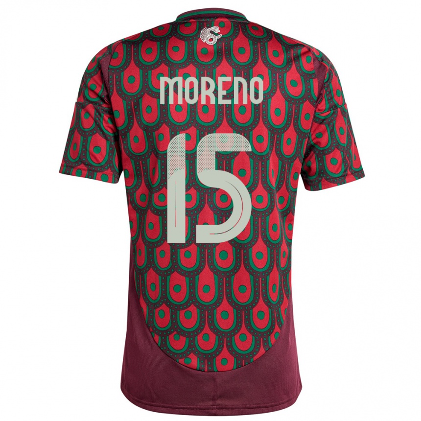 Men Football Mexico Hector Moreno #15 Maroon Home Jersey 24-26 T-Shirt