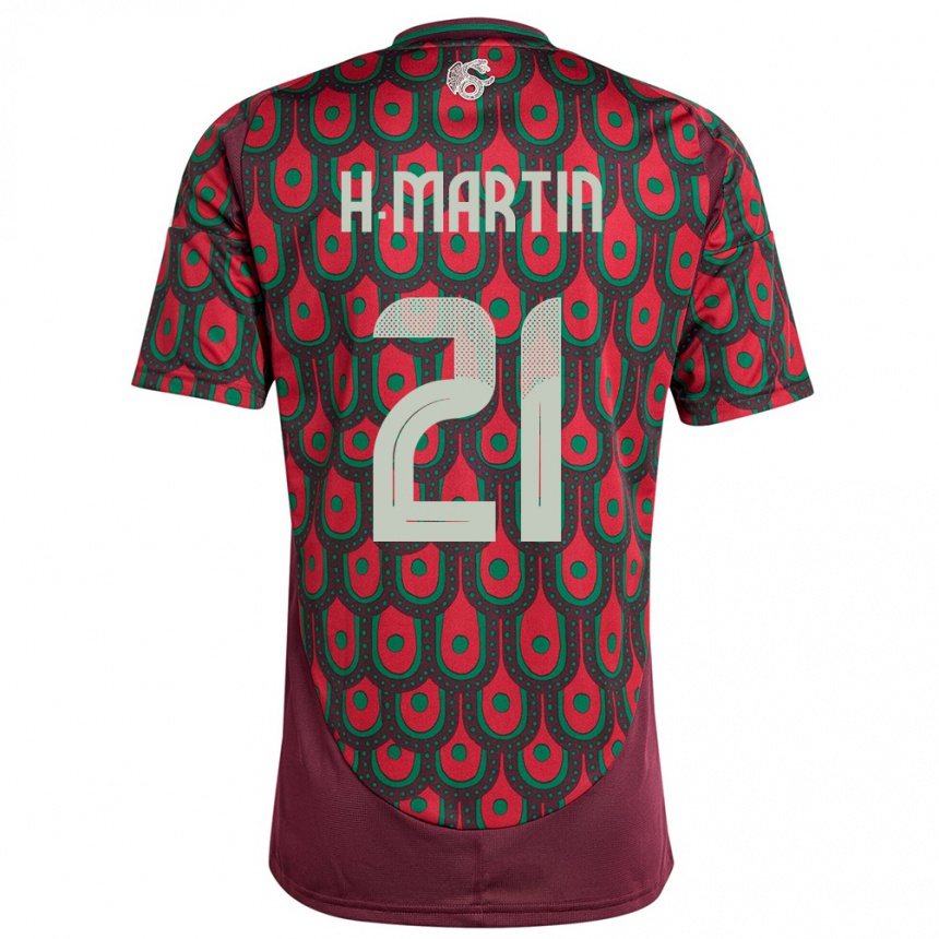 Men Football Mexico Henry Martin #21 Maroon Home Jersey 24-26 T-Shirt