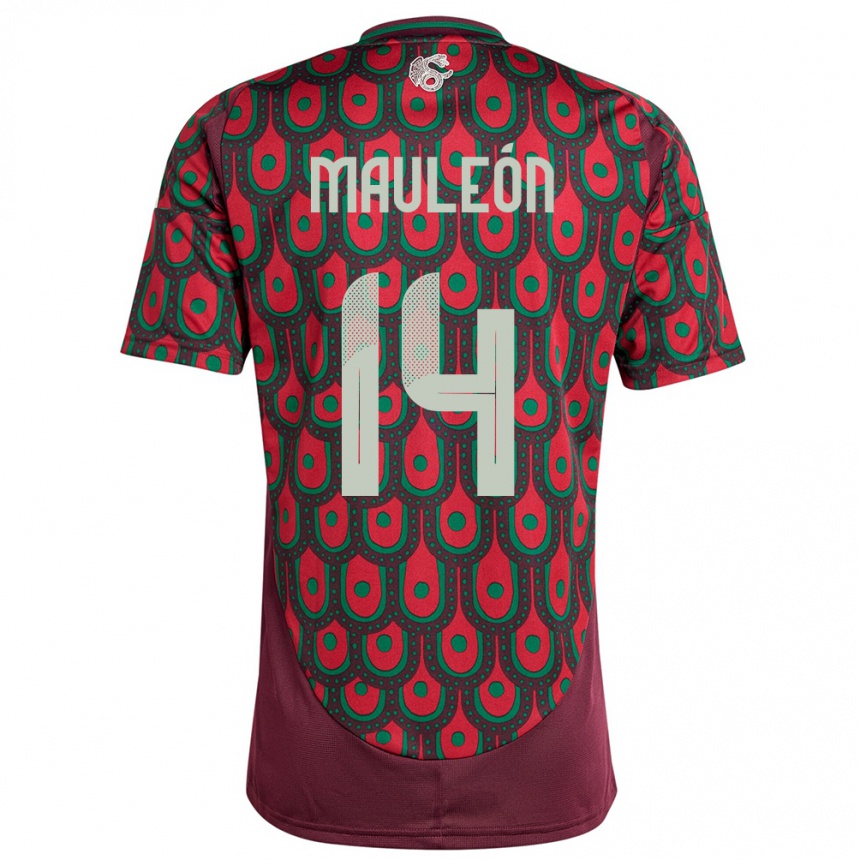 Men Football Mexico Natalia Mauleon #14 Maroon Home Jersey 24-26 T-Shirt