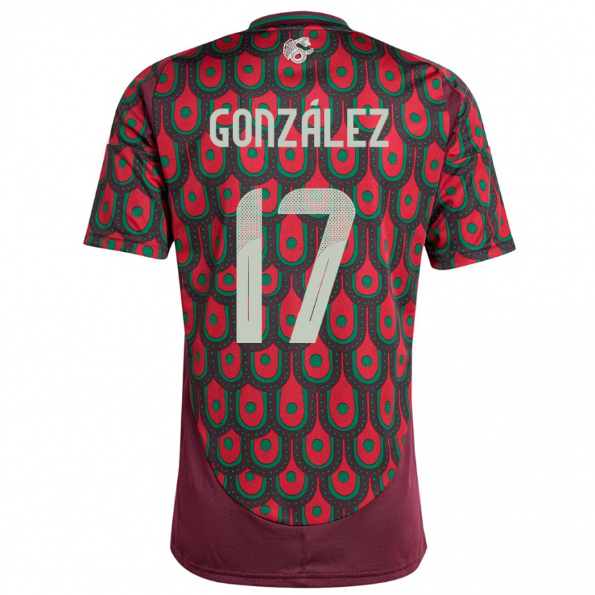 Men Football Mexico Alison Gonzalez #17 Maroon Home Jersey 24-26 T-Shirt