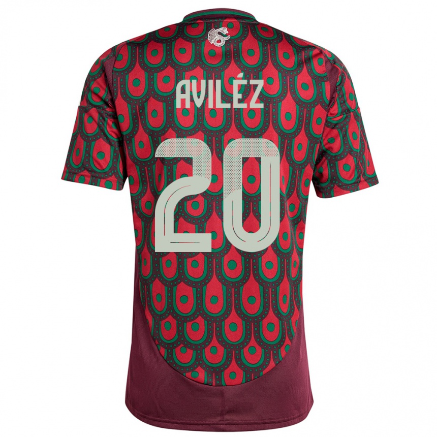 Men Football Mexico Aylin Avilez #20 Maroon Home Jersey 24-26 T-Shirt