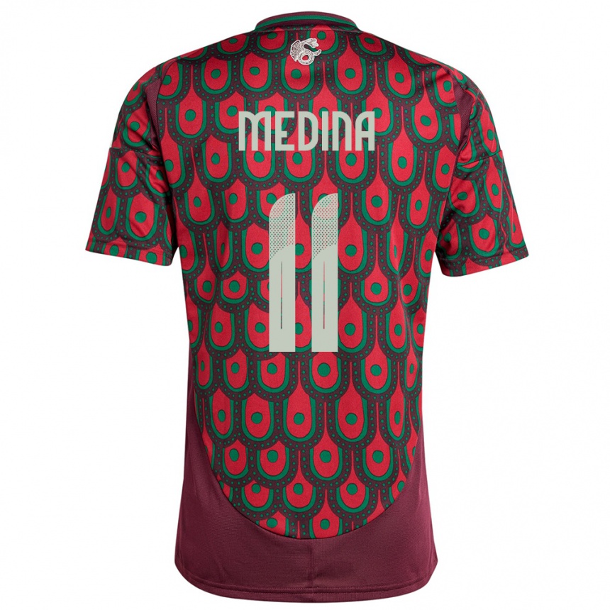 Men Football Mexico Diego Medina #11 Maroon Home Jersey 24-26 T-Shirt