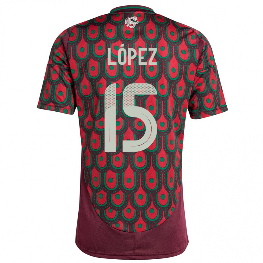 Men Football Mexico Everardo Lopez #15 Maroon Home Jersey 24-26 T-Shirt