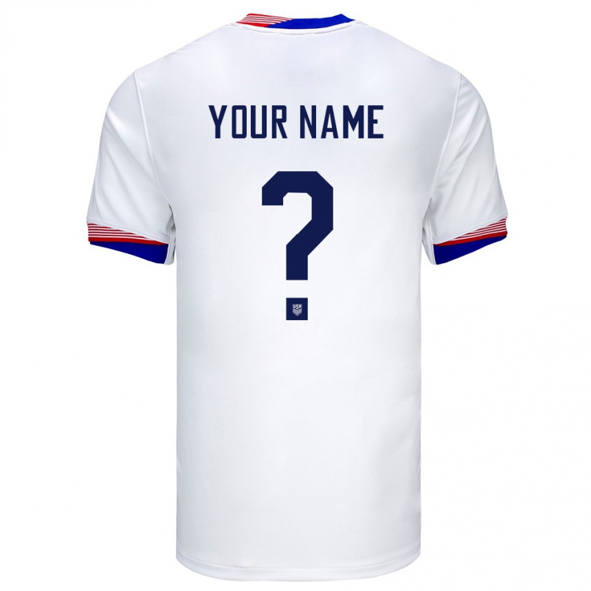 Men Football United States Your Name #0 White Home Jersey 24-26 T-Shirt