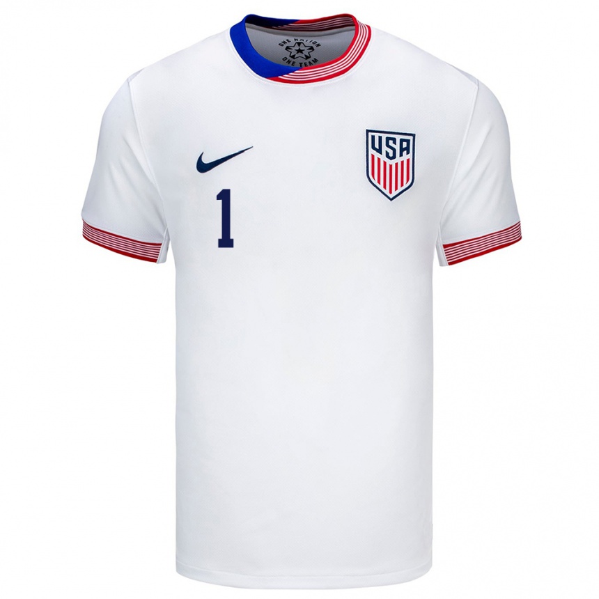 Men Football United States Alyssa Naeher #1 White Home Jersey 24-26 T-Shirt