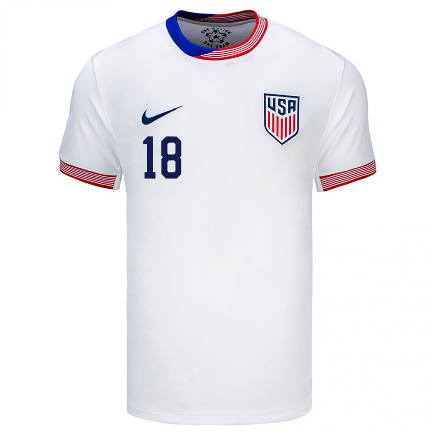 Men Football United States Marcos Zambrano #18 White Home Jersey 24-26 T-Shirt