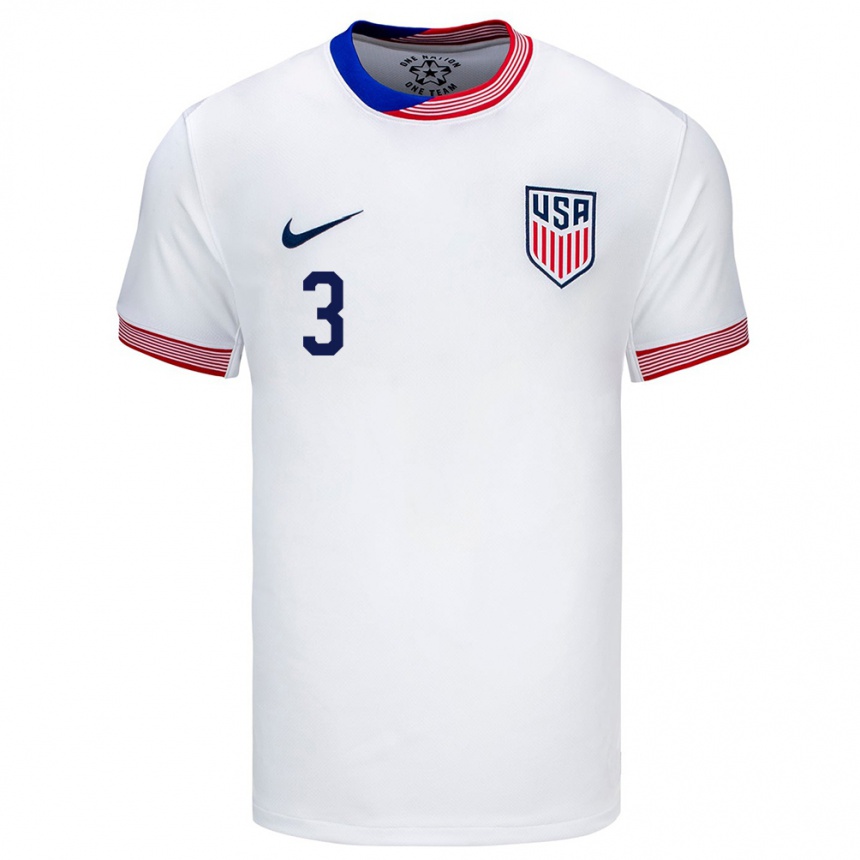 Men Football United States Noah Allen #3 White Home Jersey 24-26 T-Shirt