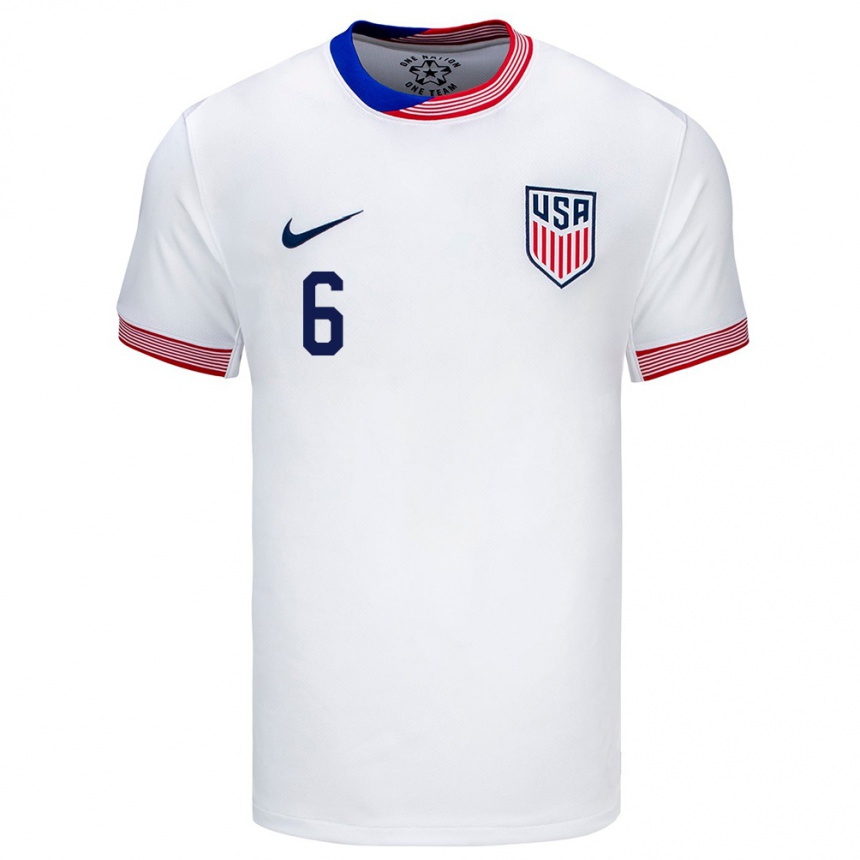 Men Football United States Kobi Henry #6 White Home Jersey 24-26 T-Shirt