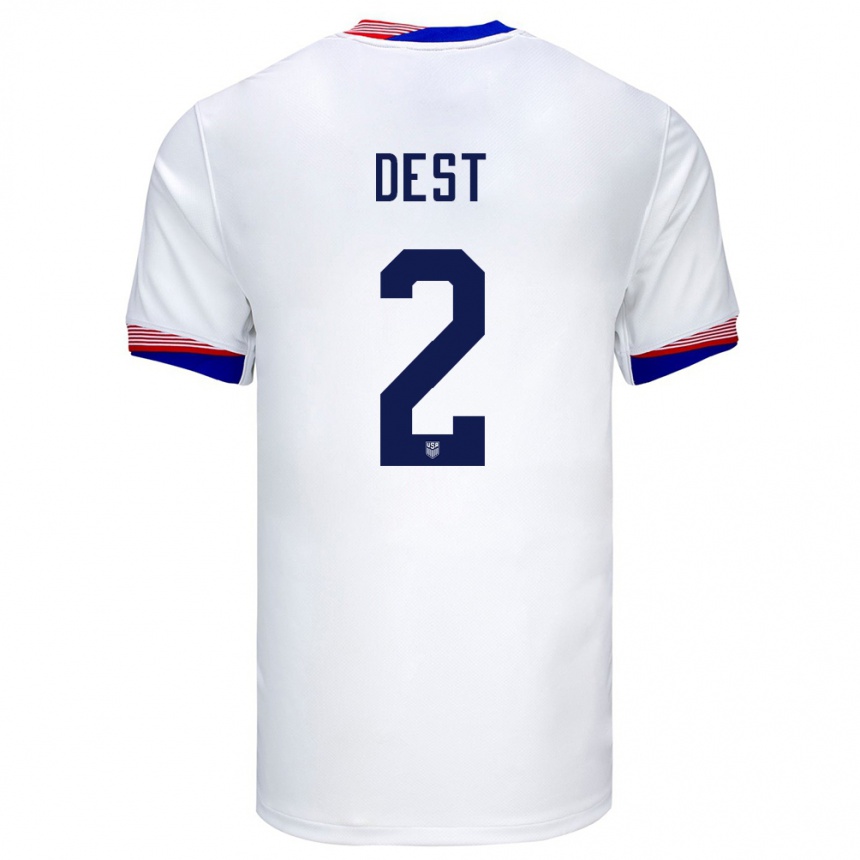 Men Football United States Sergino Dest #2 White Home Jersey 24-26 T-Shirt