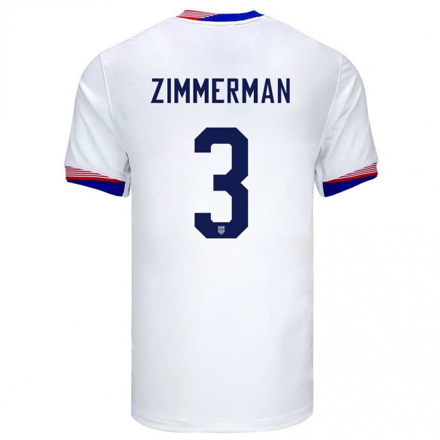 Men Football United States Walker Zimmerman #3 White Home Jersey 24-26 T-Shirt