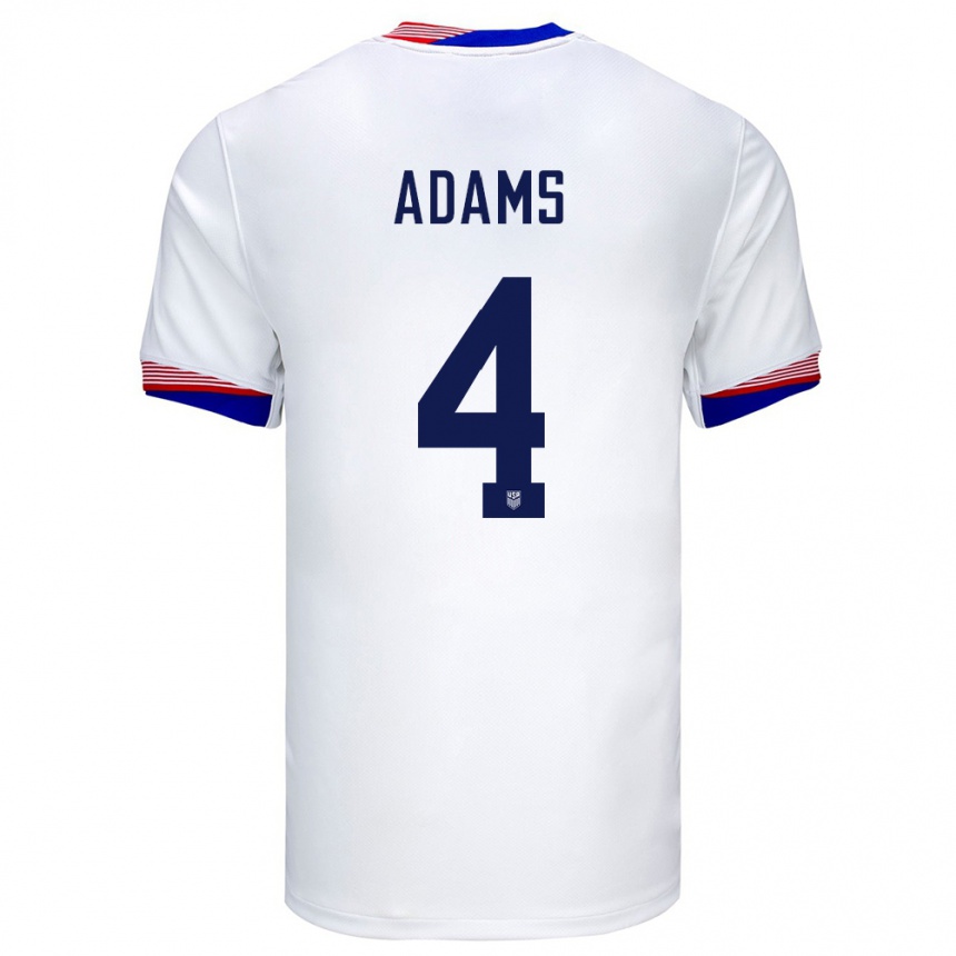 Men Football United States Tyler Adams #4 White Home Jersey 24-26 T-Shirt