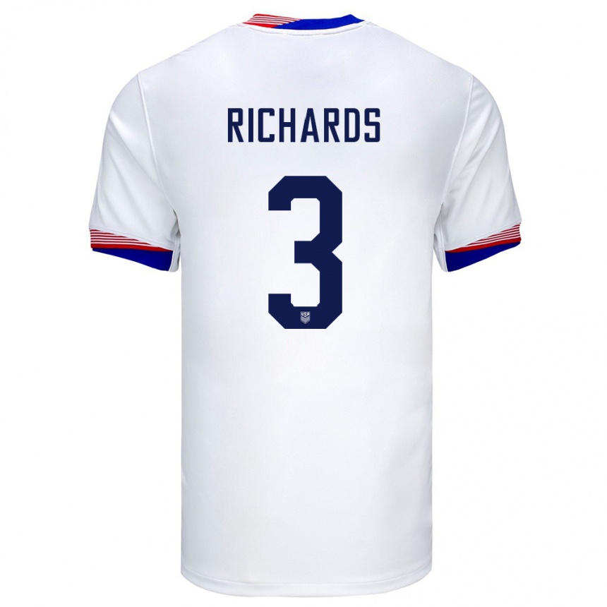 Men Football United States Chris Richards #3 White Home Jersey 24-26 T-Shirt