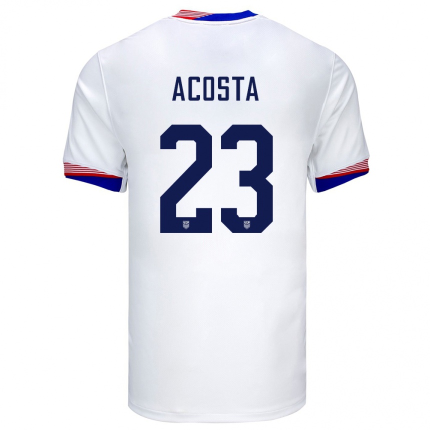 Men Football United States Kellyn Acosta #23 White Home Jersey 24-26 T-Shirt