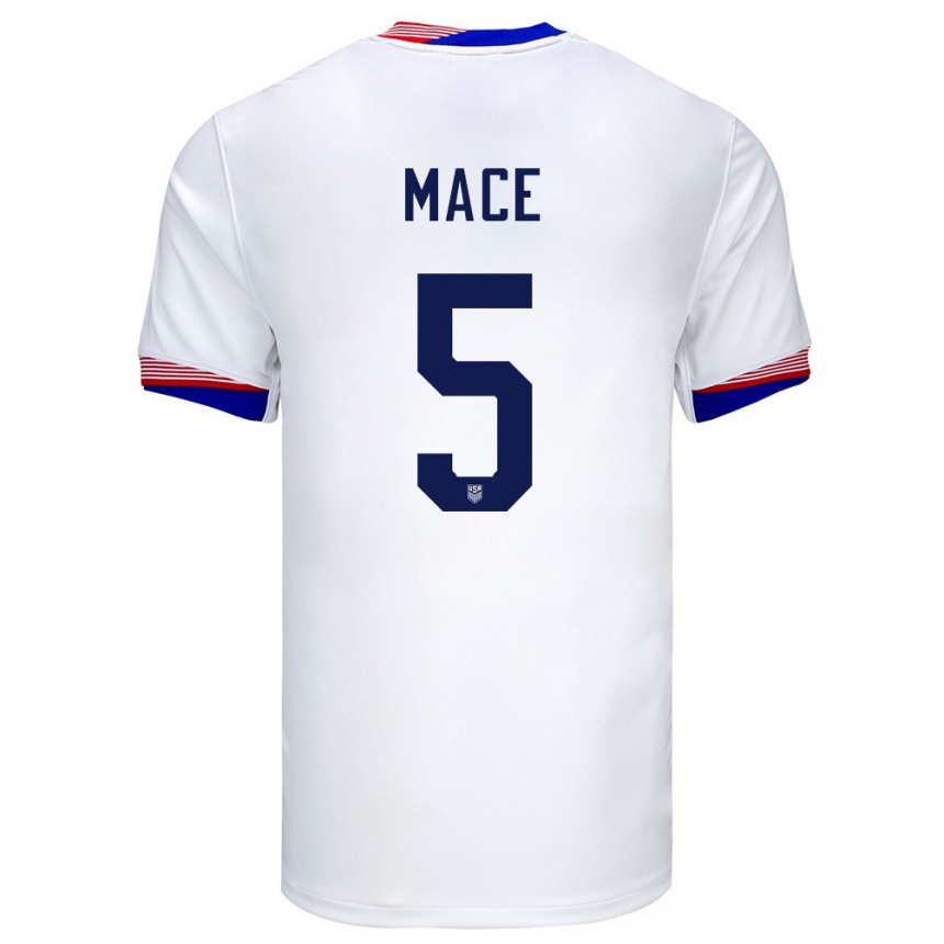 Men Football United States Hailie Mace #5 White Home Jersey 24-26 T-Shirt