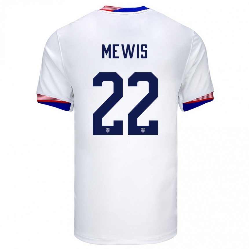 Men Football United States Kristie Mewis #22 White Home Jersey 24-26 T-Shirt