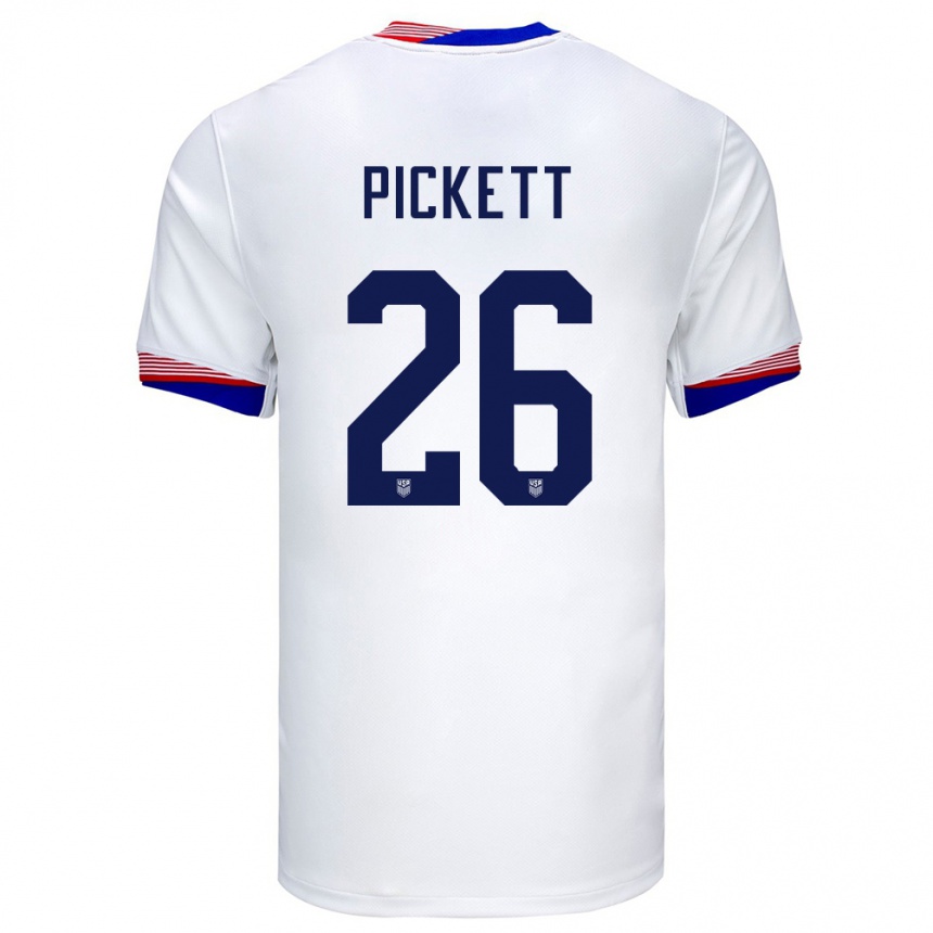 Men Football United States Carson Pickett #26 White Home Jersey 24-26 T-Shirt