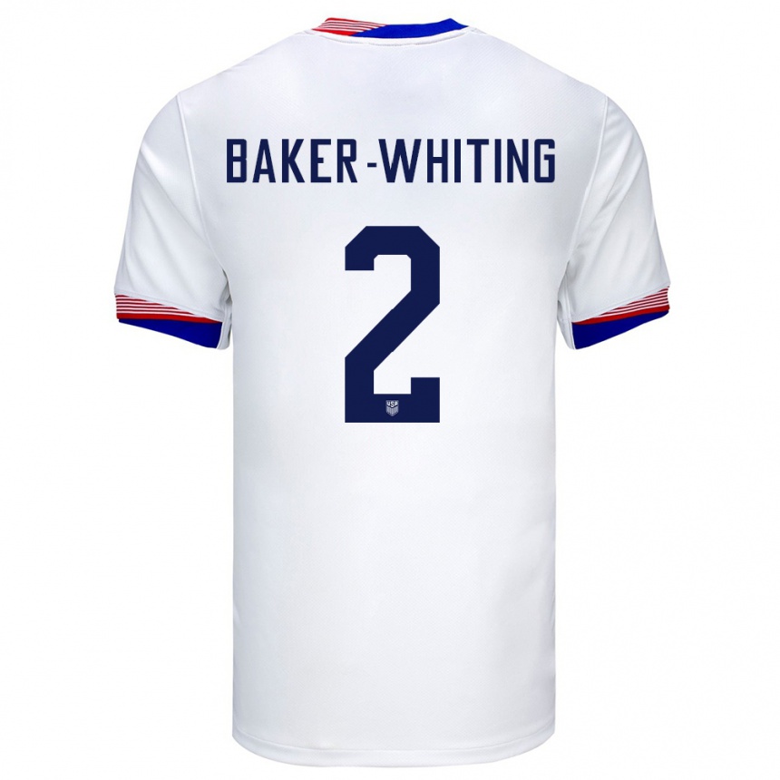 Men Football United States Reed Baker Whiting #2 White Home Jersey 24-26 T-Shirt