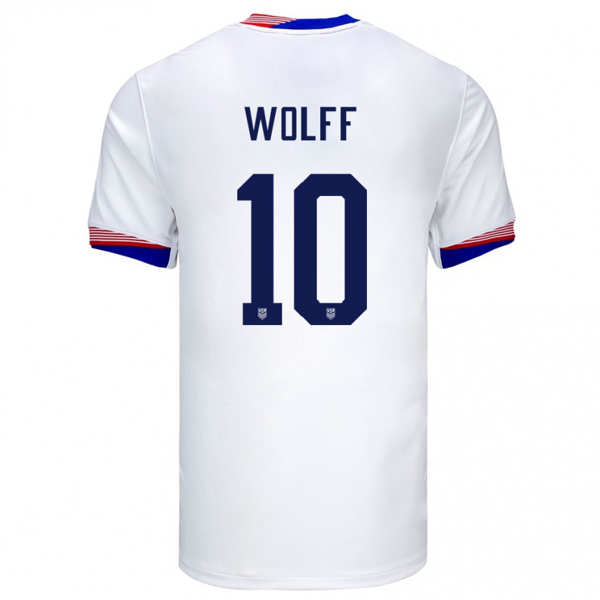 Men Football United States Owen Wolff #10 White Home Jersey 24-26 T-Shirt