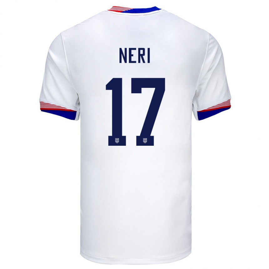 Men Football United States Rodrigo Neri #17 White Home Jersey 24-26 T-Shirt