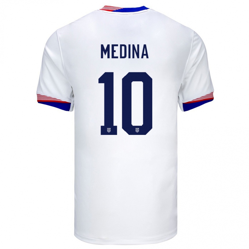 Men Football United States Cruz Medina #10 White Home Jersey 24-26 T-Shirt